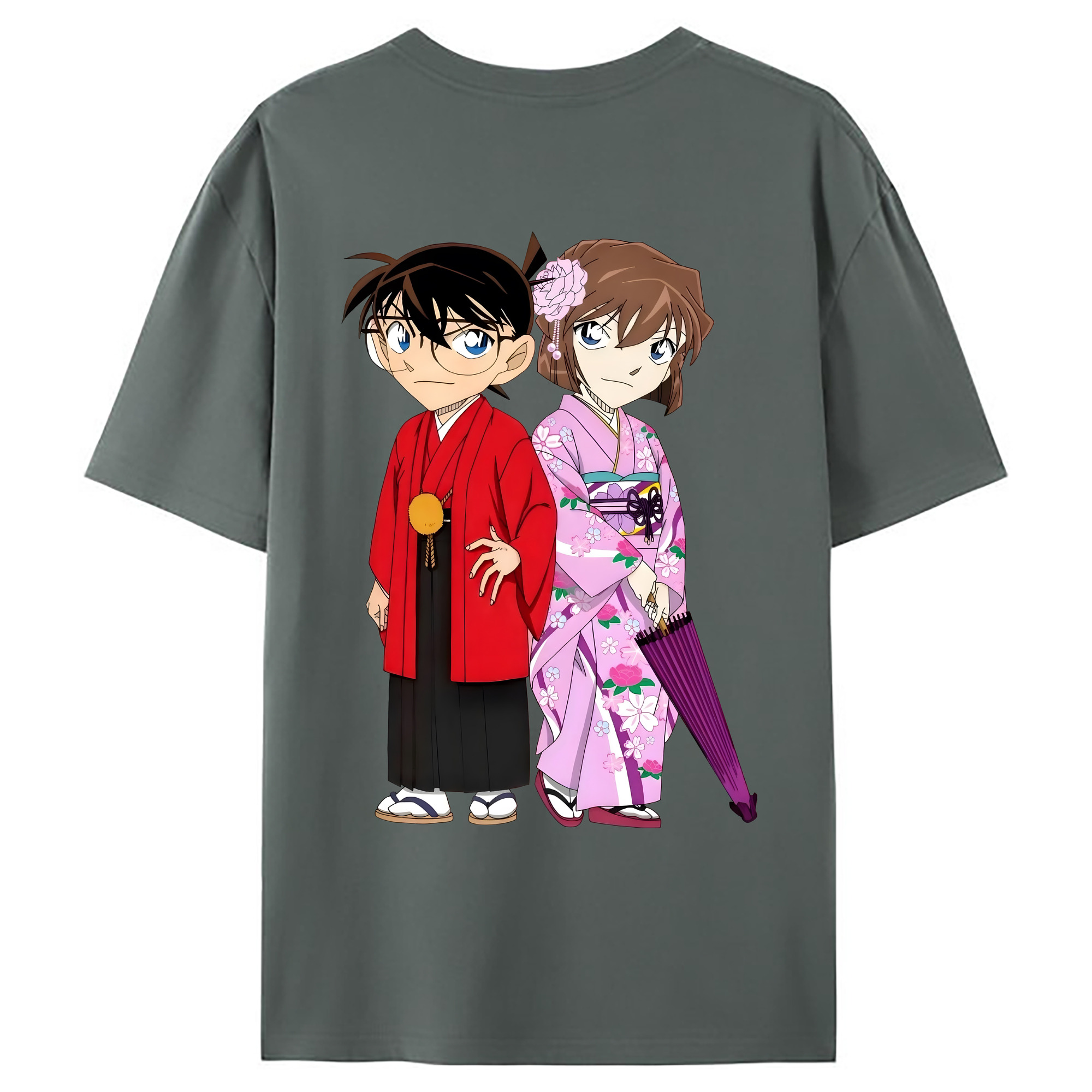 （画像用） 名探偵コナン 江戸川 コナン Detective Conan Conan Edogawa 綿100％ メンズ半袖Tシャツ（バックプリント） 通気性